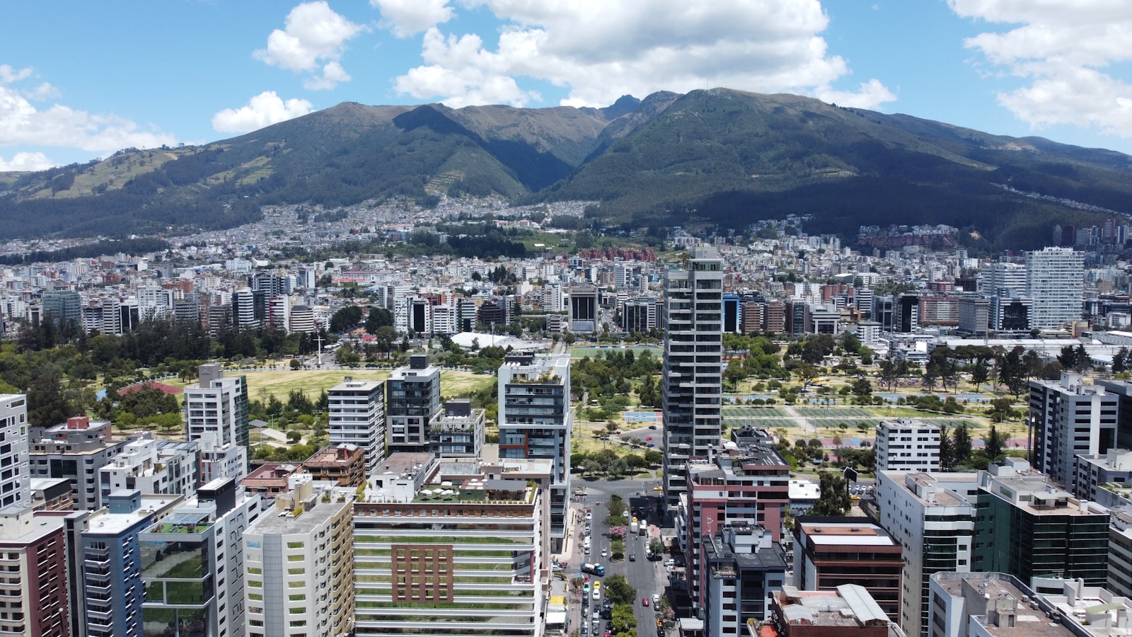 Panorama of the financial and business district of Quito, Ecuador